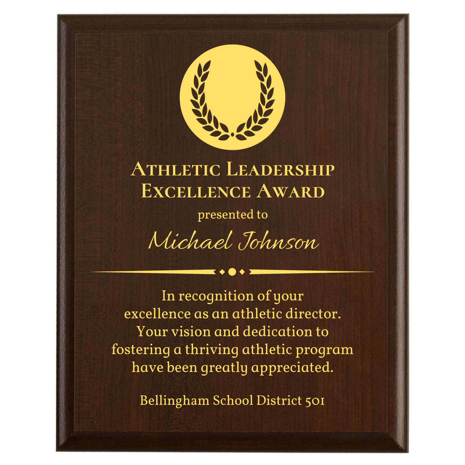 Bellingham School District 501 award example 6