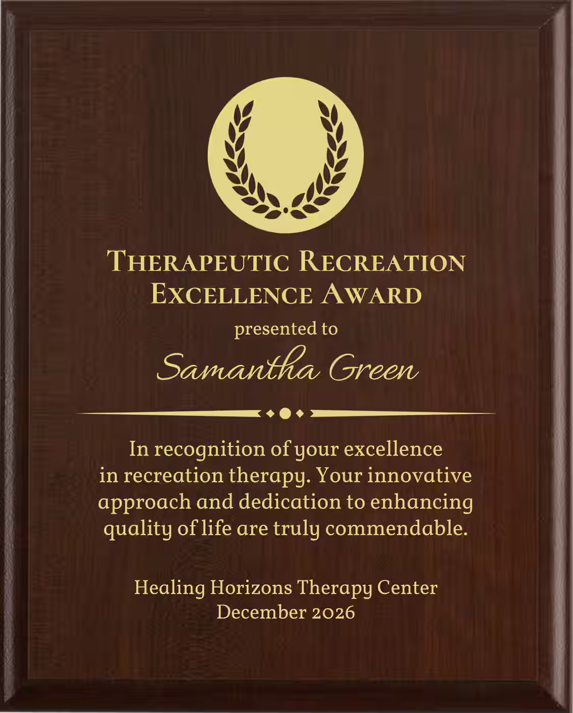 Best Recreation Therapist Award