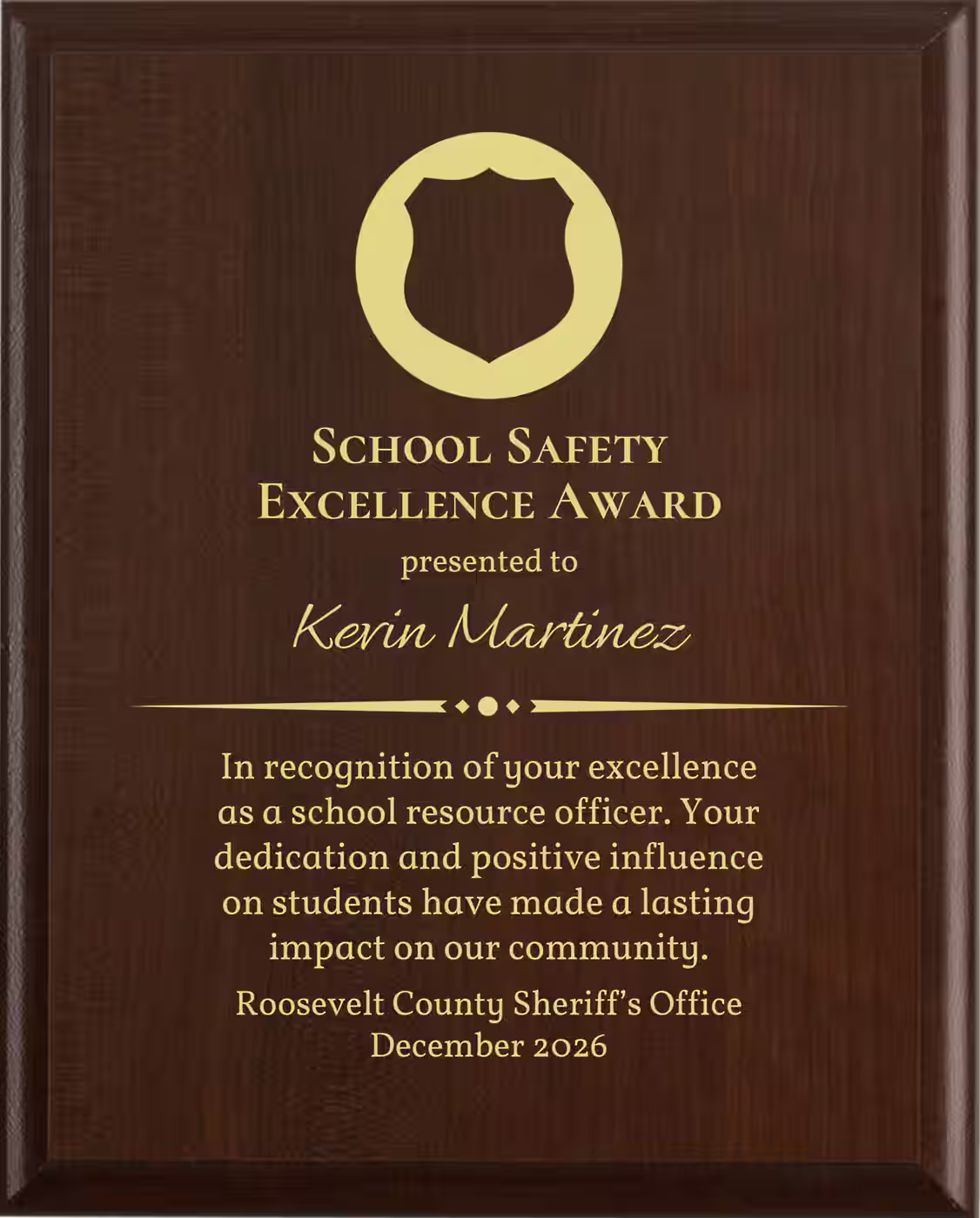 Best School Resource Officer Award