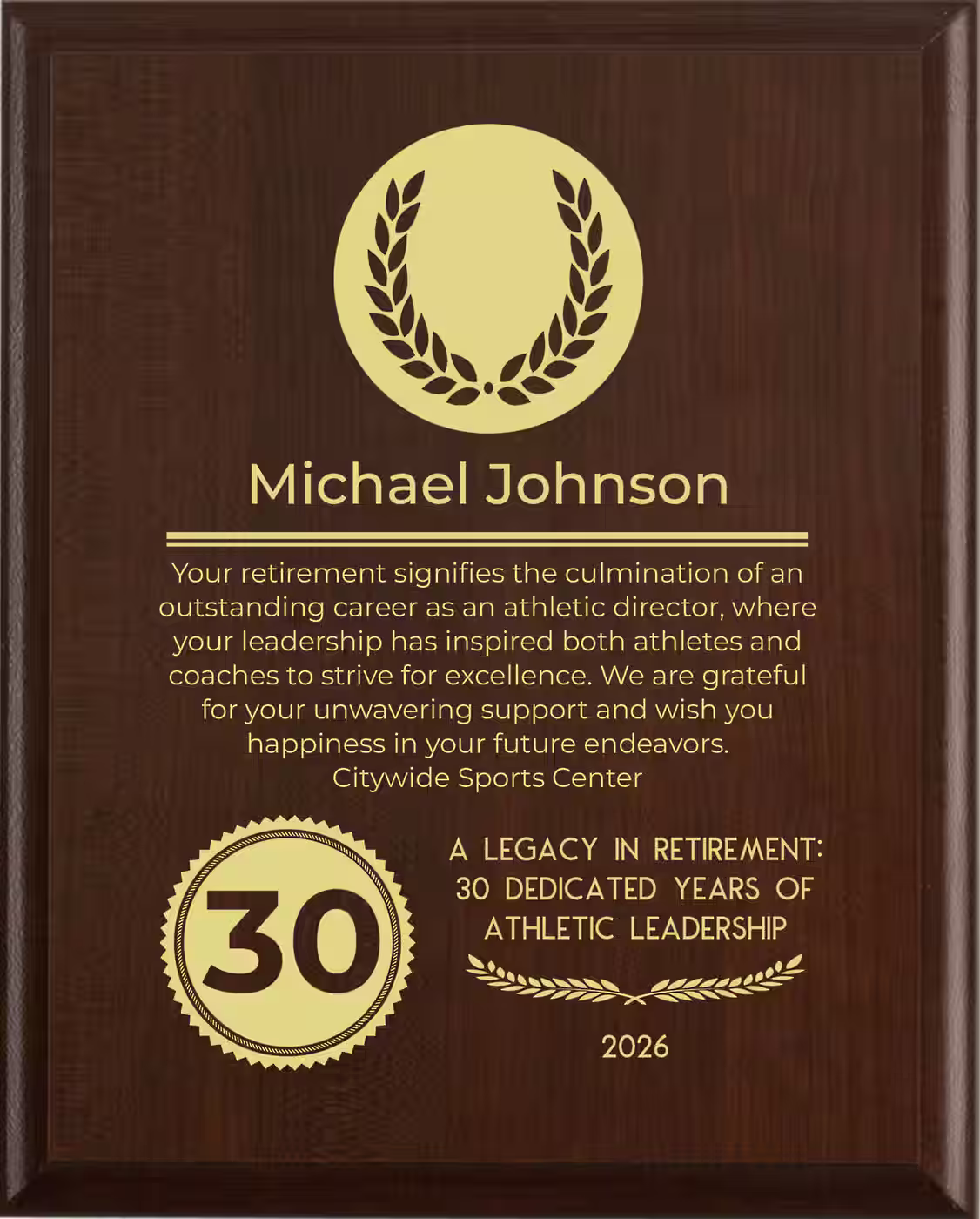 Athletic Director Retirement Award