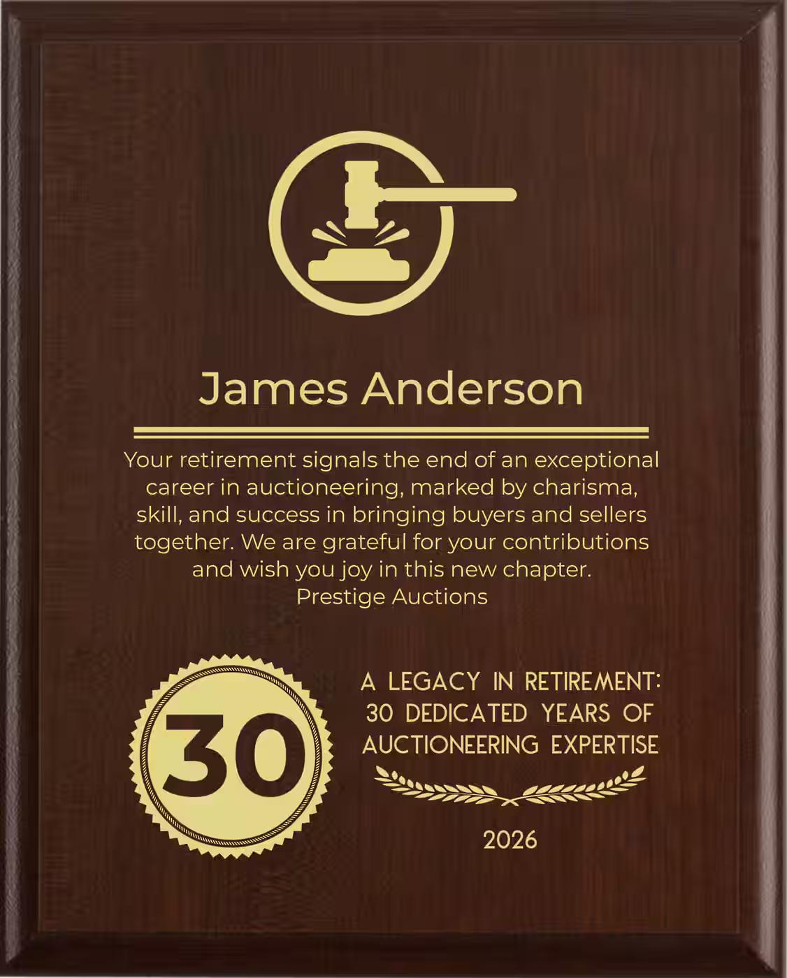 Auctioneer Retirement Award