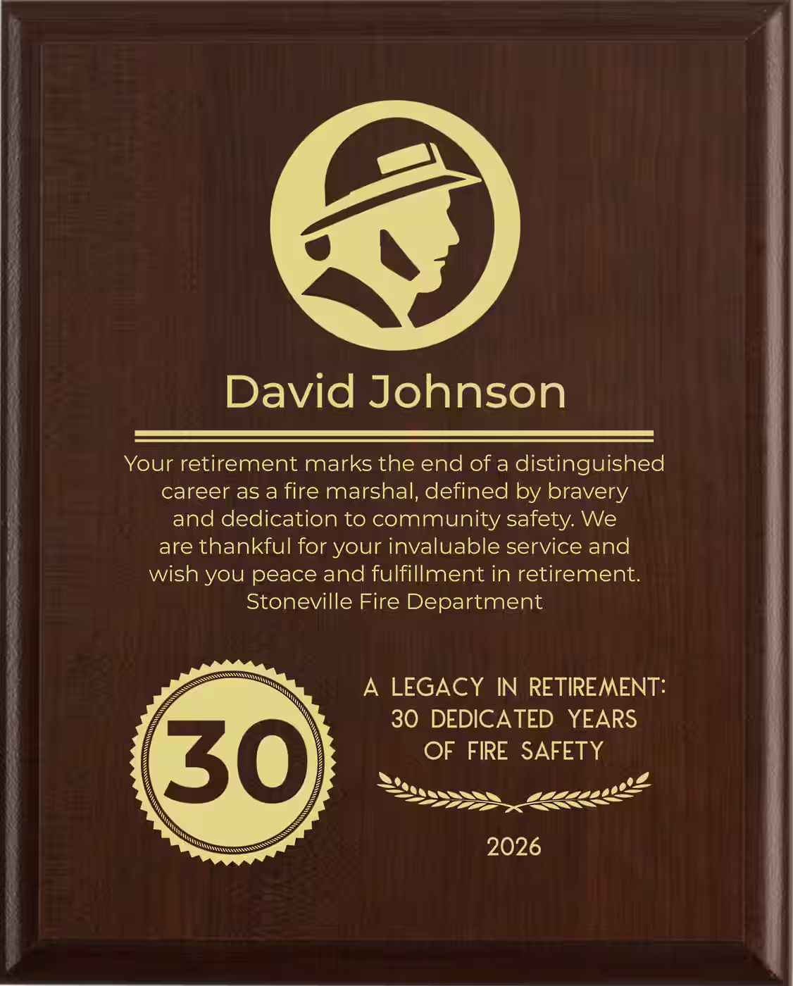 Fire Marshal Retirement Award