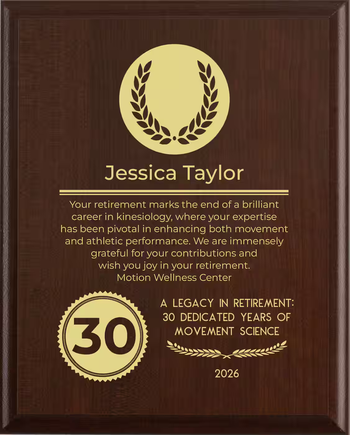 Kinesiologist Retirement Award