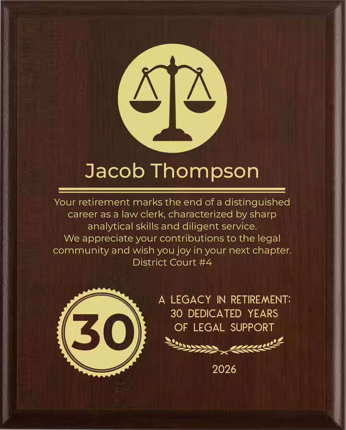 Law Clerk Retirement Award