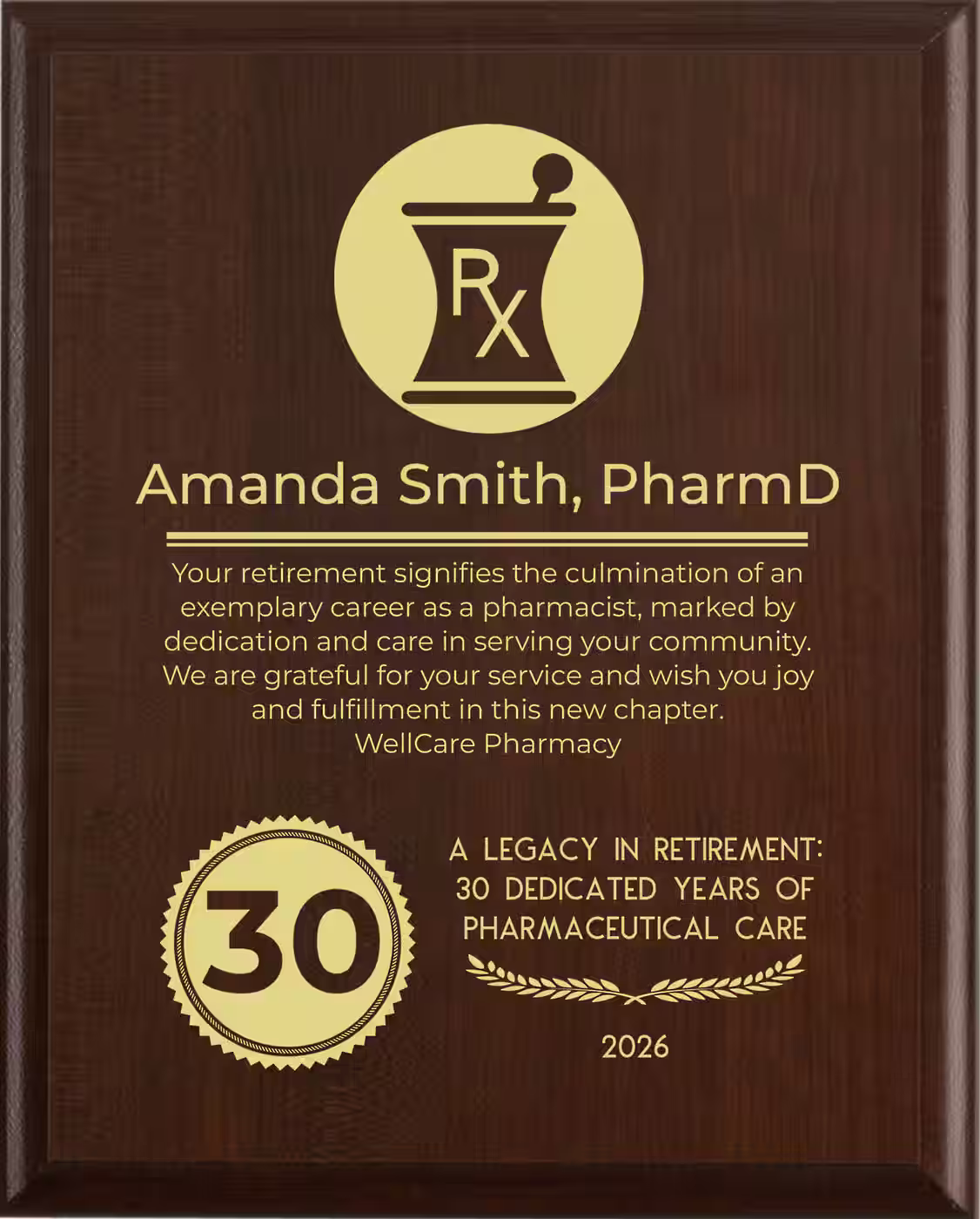 Pharmacist Retirement Award