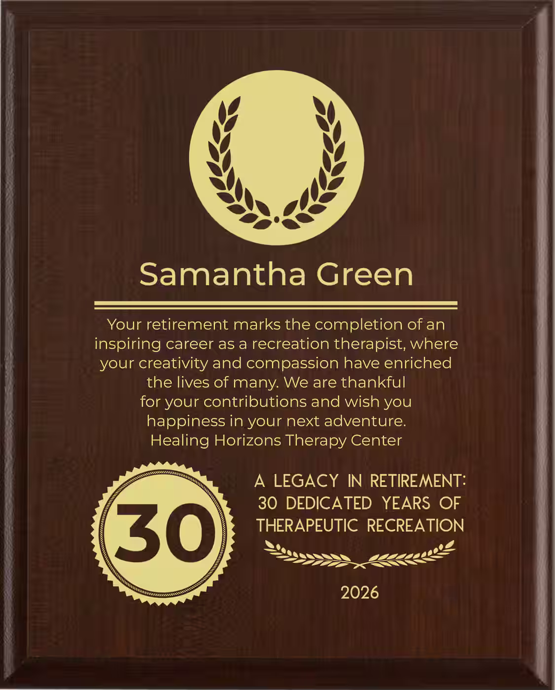 Recreation Therapist Retirement Award