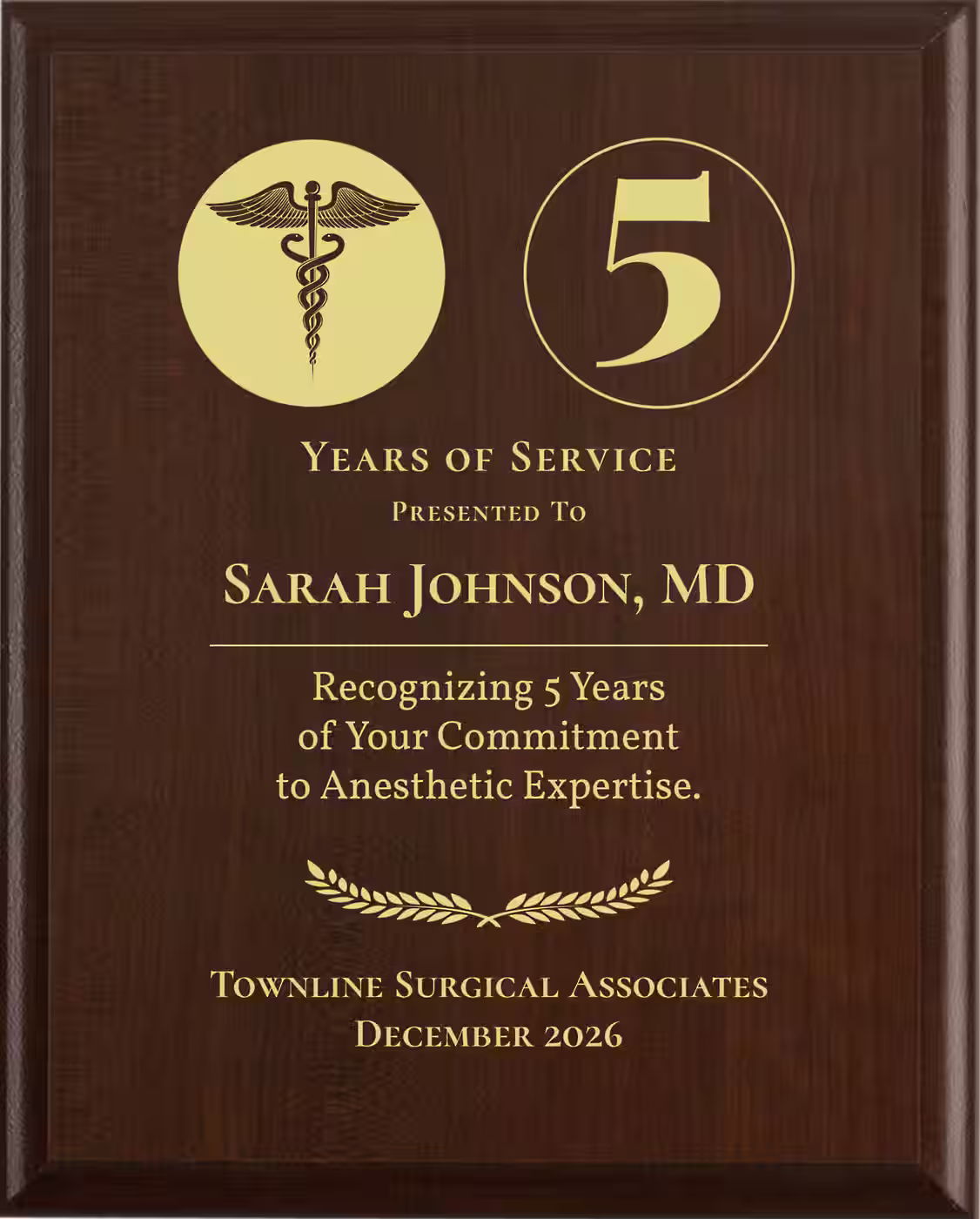 Anesthesiologist Years of Service Award