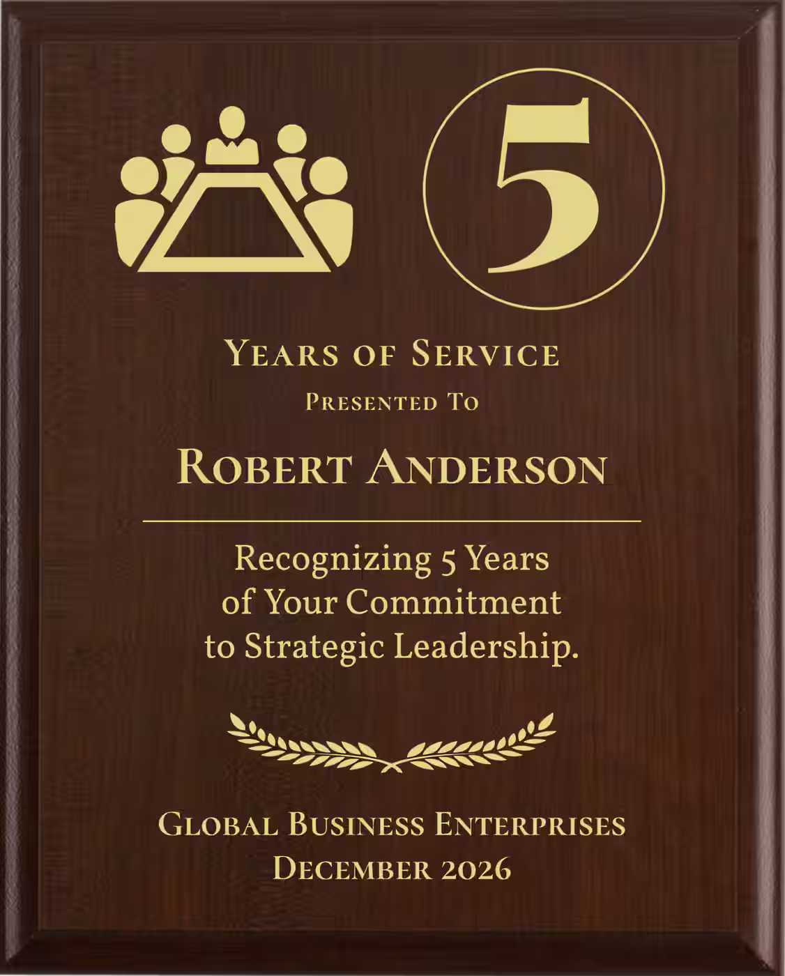 Chairman Years of Service Award - Plaque says: Recognizing Years of Your Commitment to Strategic Leadership