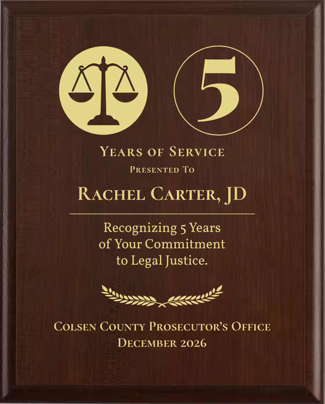 District Attorney Years of Service Award
