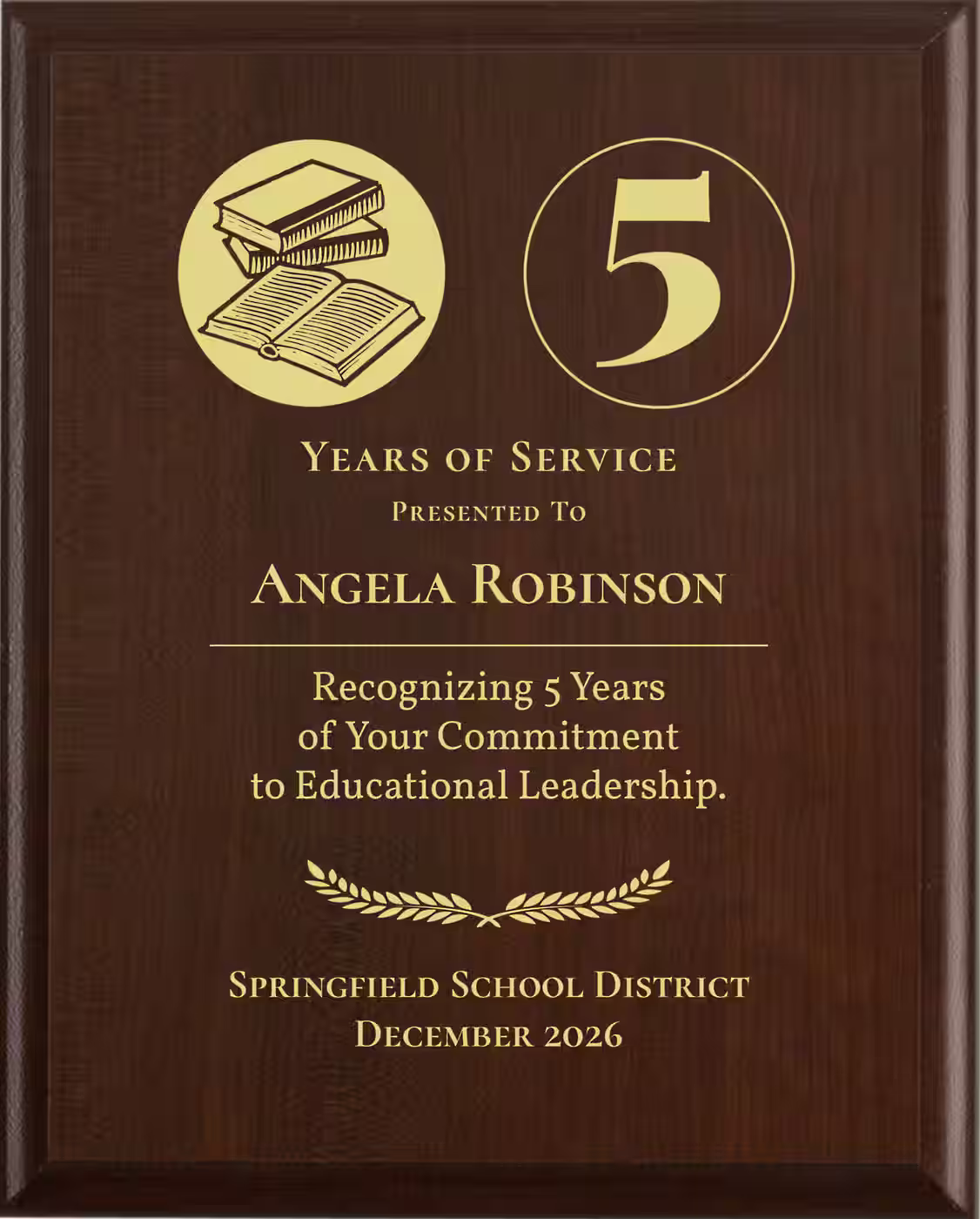 Education Administrator Years of Service Award