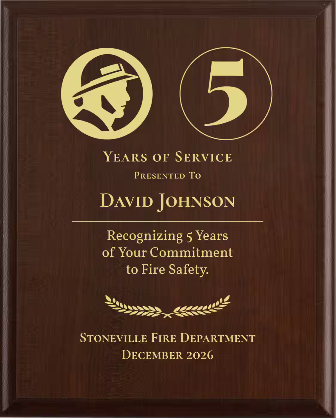 Fire Marshal Years of Service Award