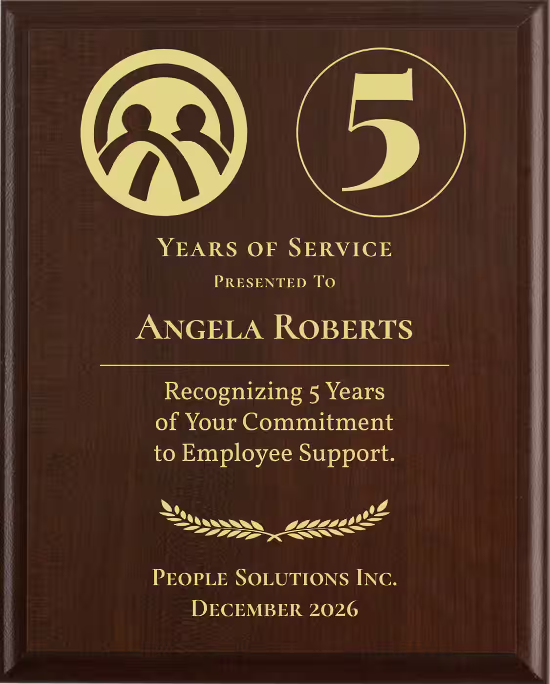 Hr Years of Service Award - Plaque says: Recognizing Years of Your Commitment to Employee Support