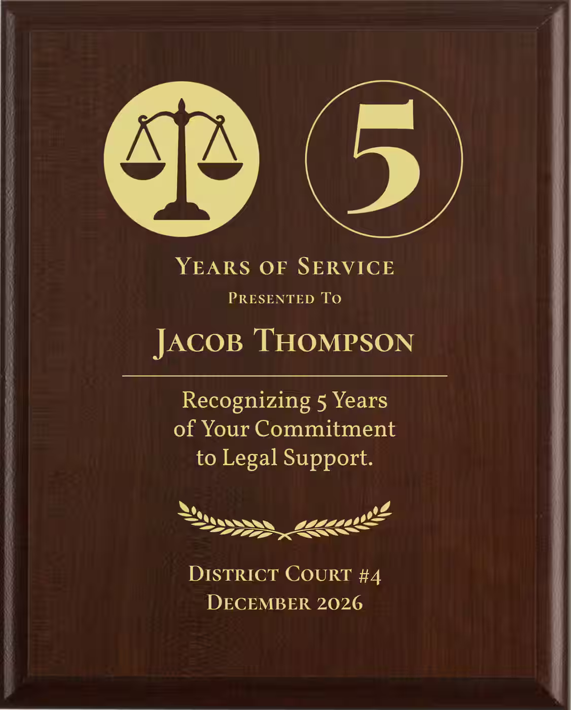 Law Clerk Years of Service Award