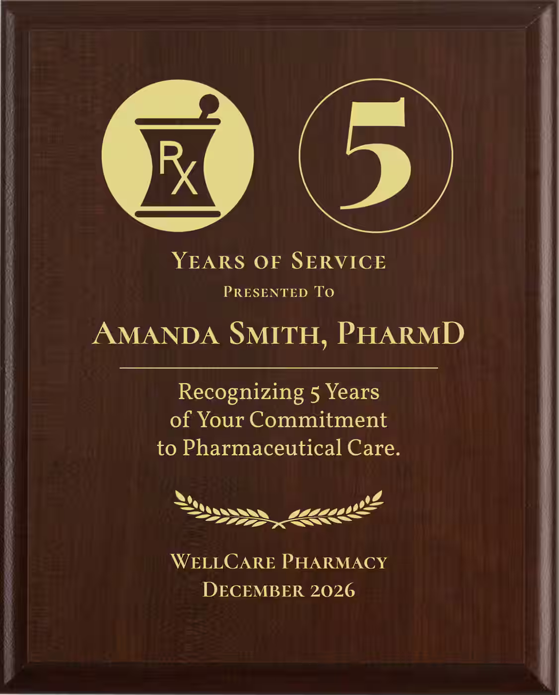 Pharmacist Years of Service Award