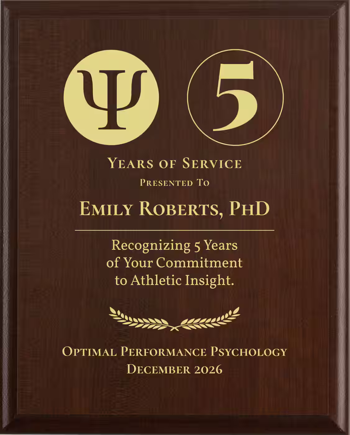 Sports Psychologist Years of Service Award